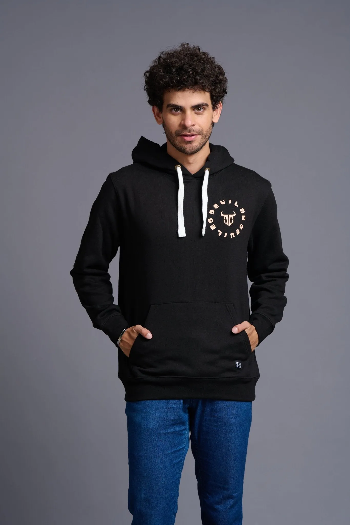 Go Devil Printed Black Hoodie for Men