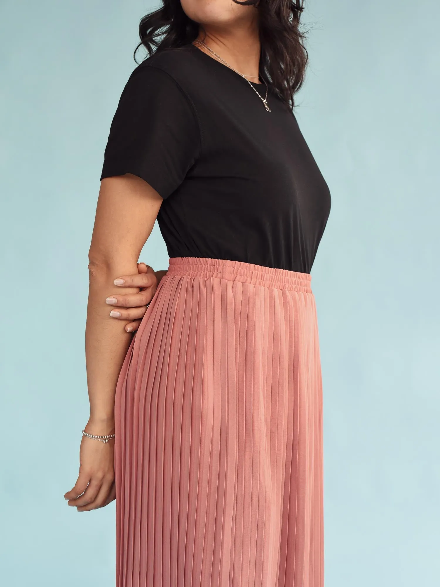 Hazel Pink Pleated Skirt