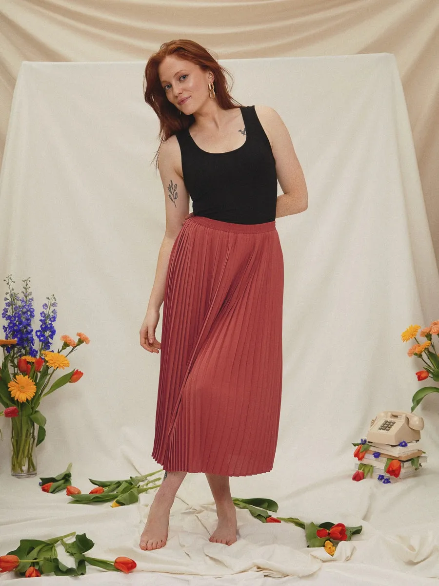 Hazel Terracotta Pleated Skirt