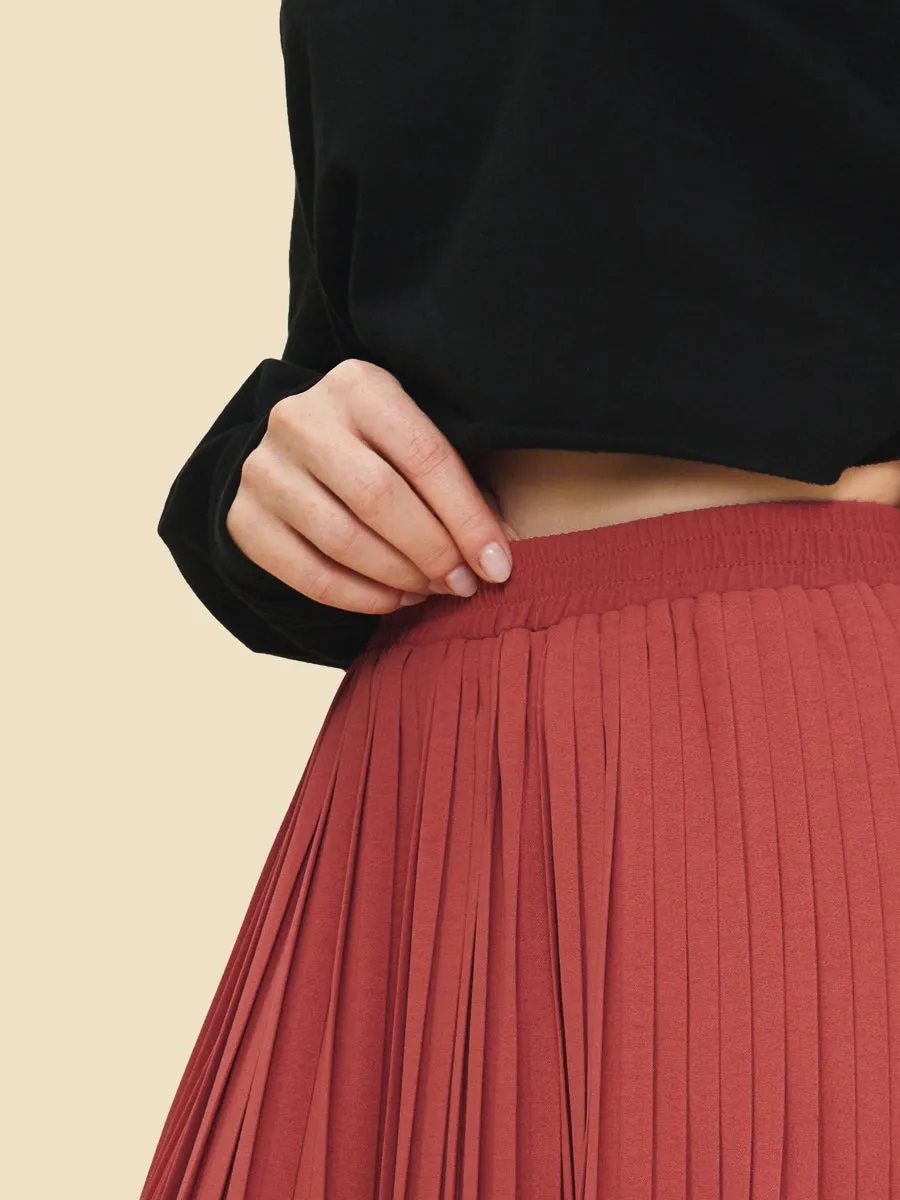 Hazel Terracotta Pleated Skirt