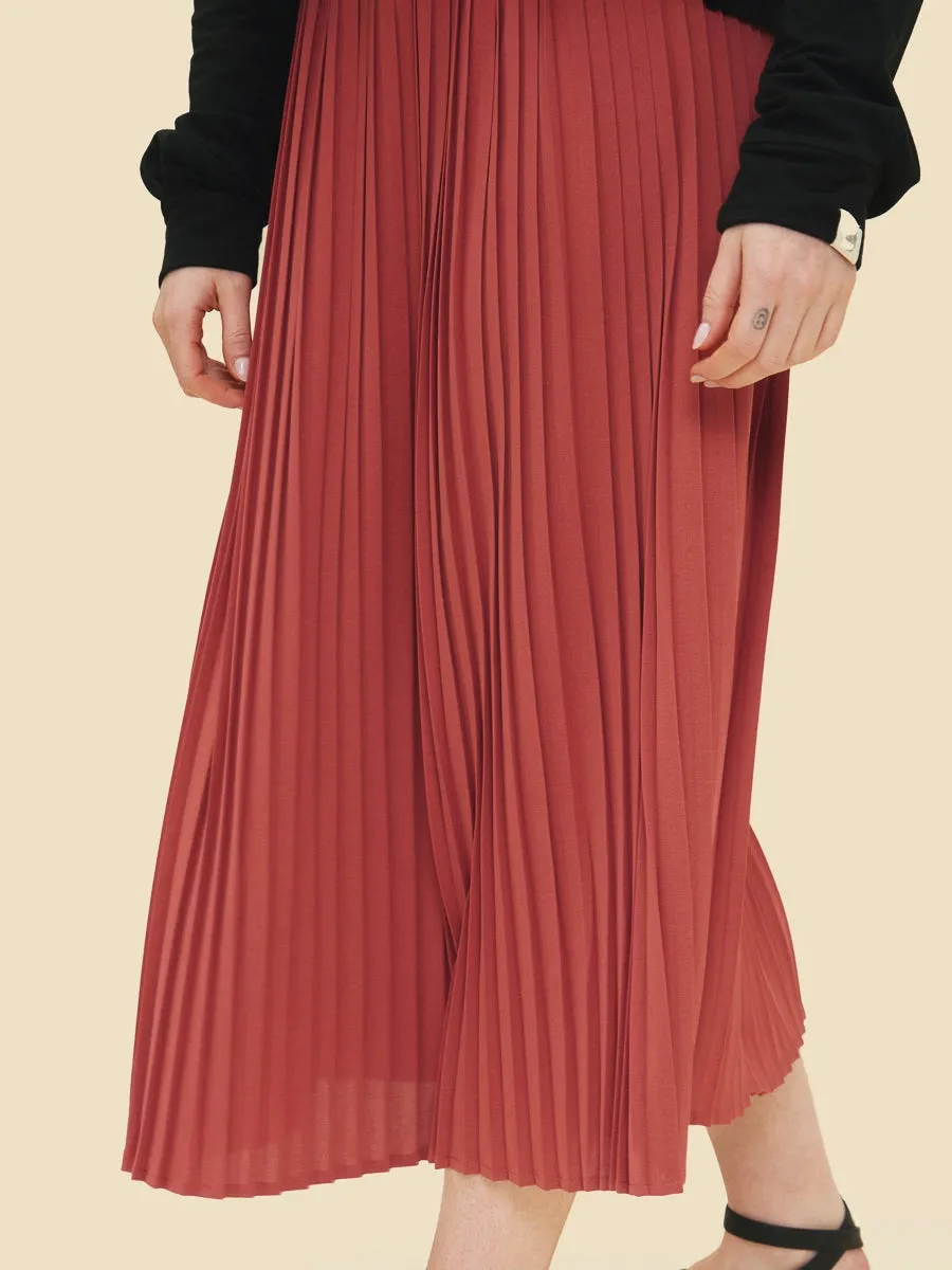 Hazel Terracotta Pleated Skirt