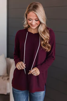 Heaven On Earth Knit Hoodie- Burgundy