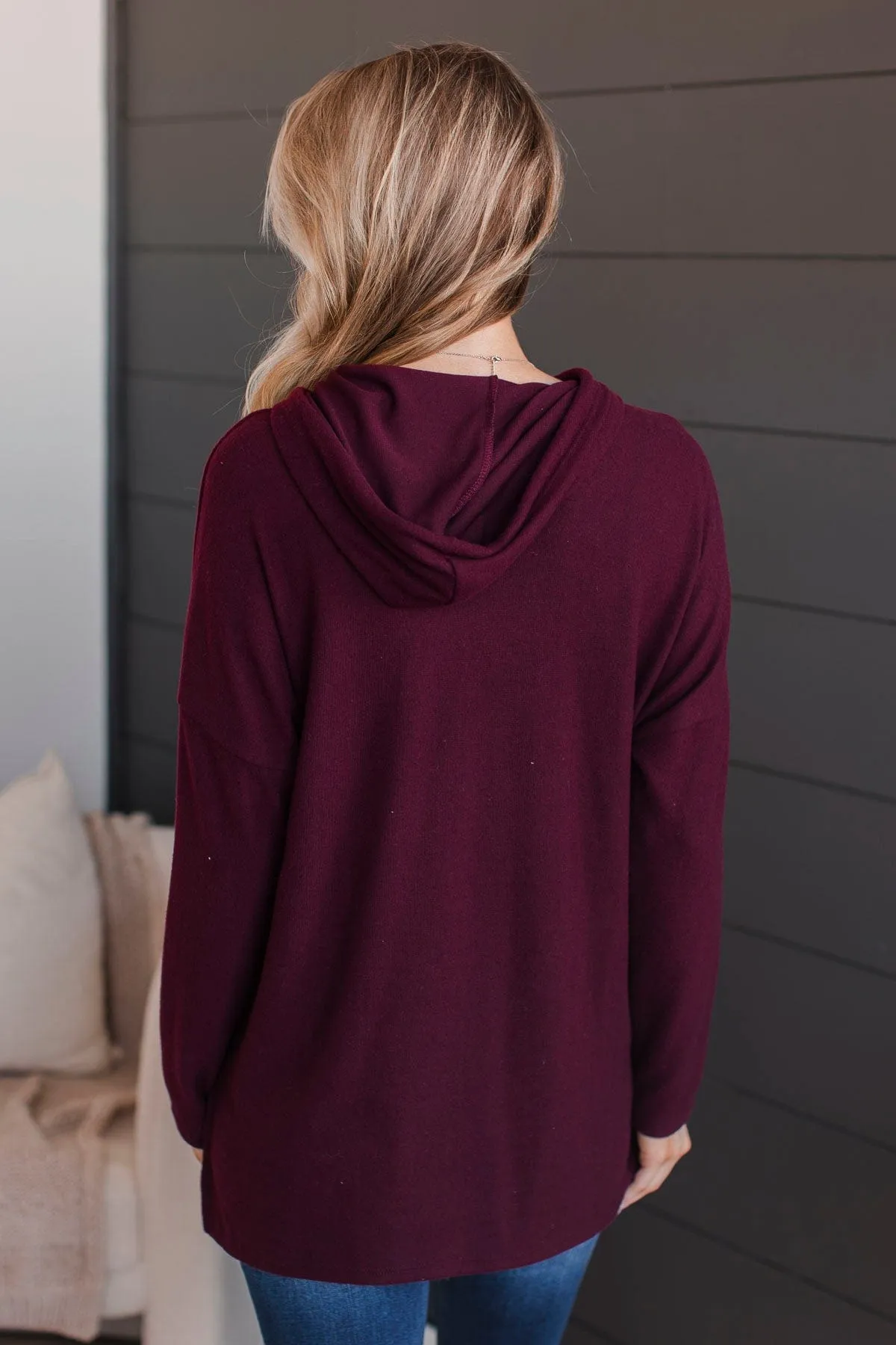 Heaven On Earth Knit Hoodie- Burgundy