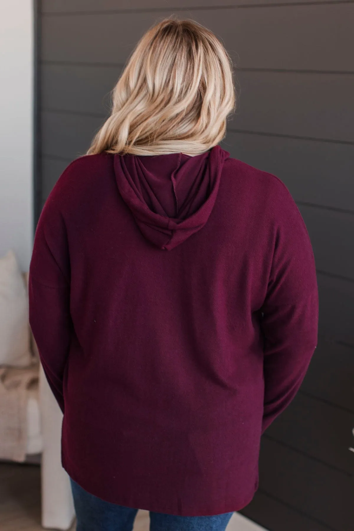 Heaven On Earth Knit Hoodie- Burgundy