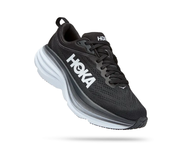 Hoka Womens Bondi 8 Athletic Shoes- Black/White