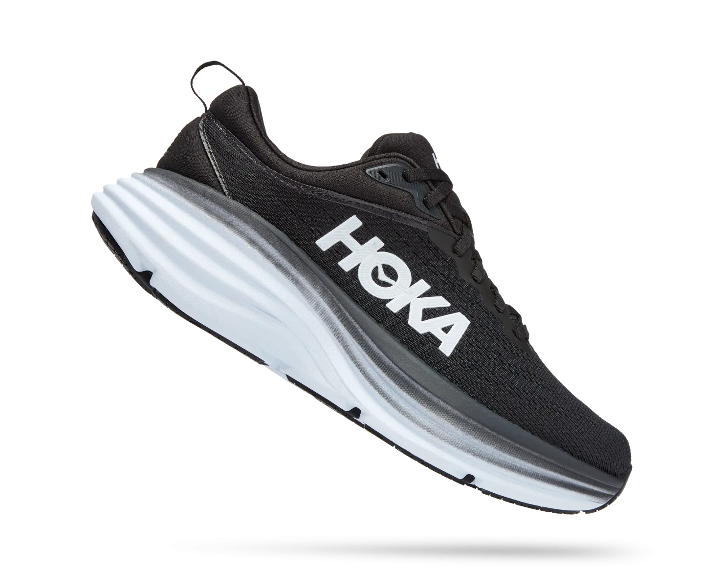 Hoka Womens Bondi 8 Athletic Shoes- Black/White