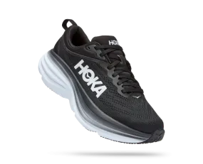 Hoka Womens Bondi 8 Athletic Shoes- Black/White