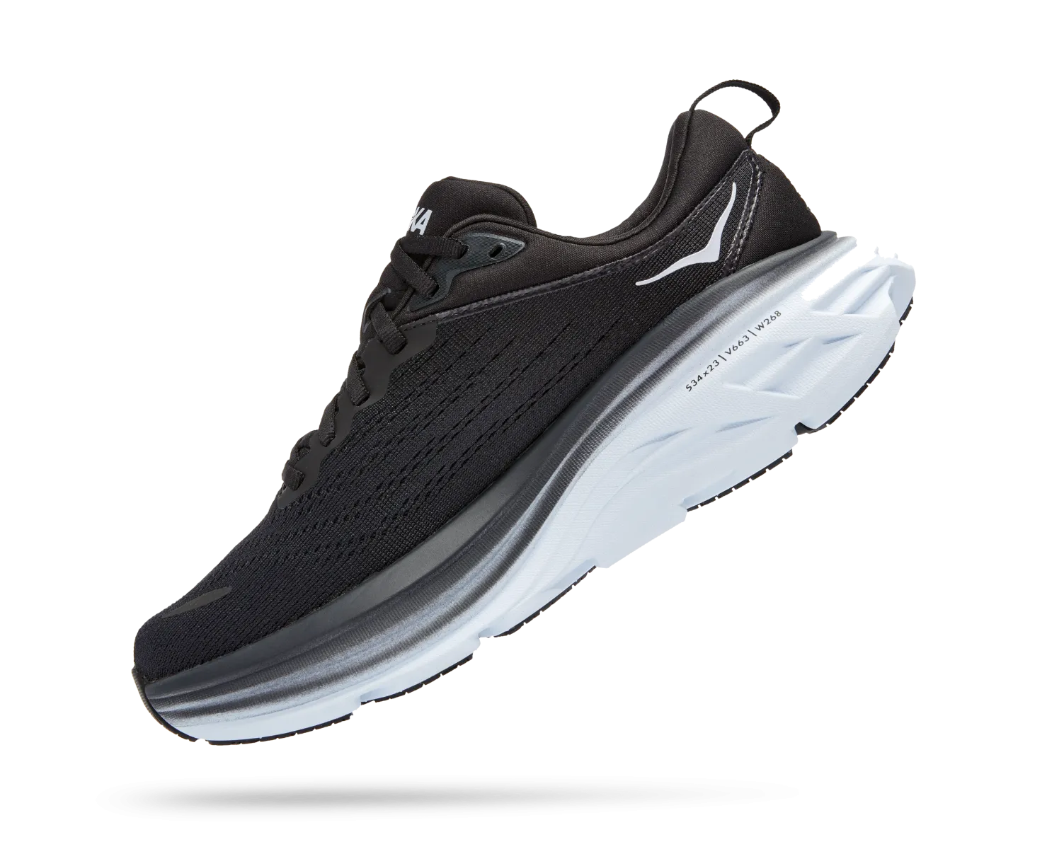 Hoka Womens Bondi 8 Athletic Shoes- Black/White