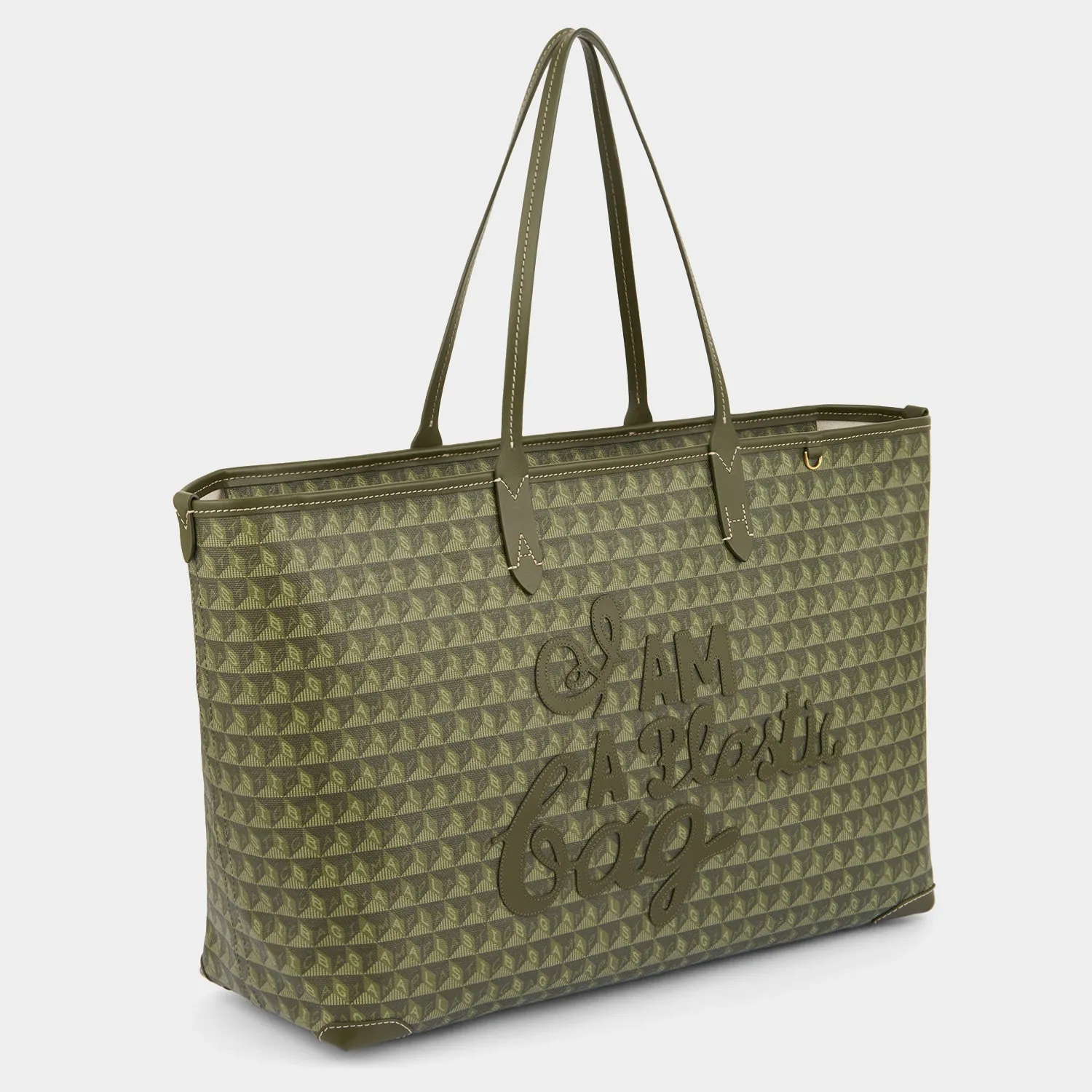 I Am A Plastic Bag Zipped Motif Tote-              