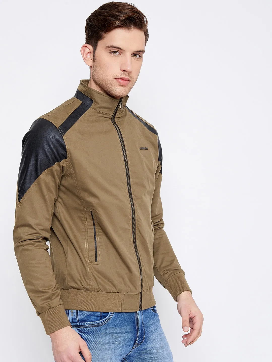 JUMP USA Men Brown Solid Casual Bomber Jacket