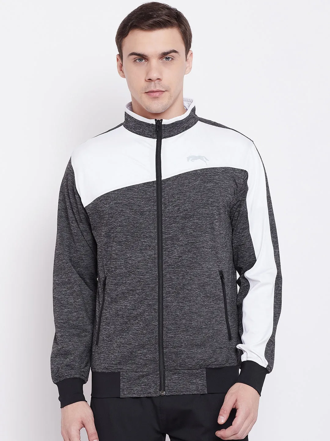 JUMP USA Men Grey & White Design Active Wear Sporty Jacket