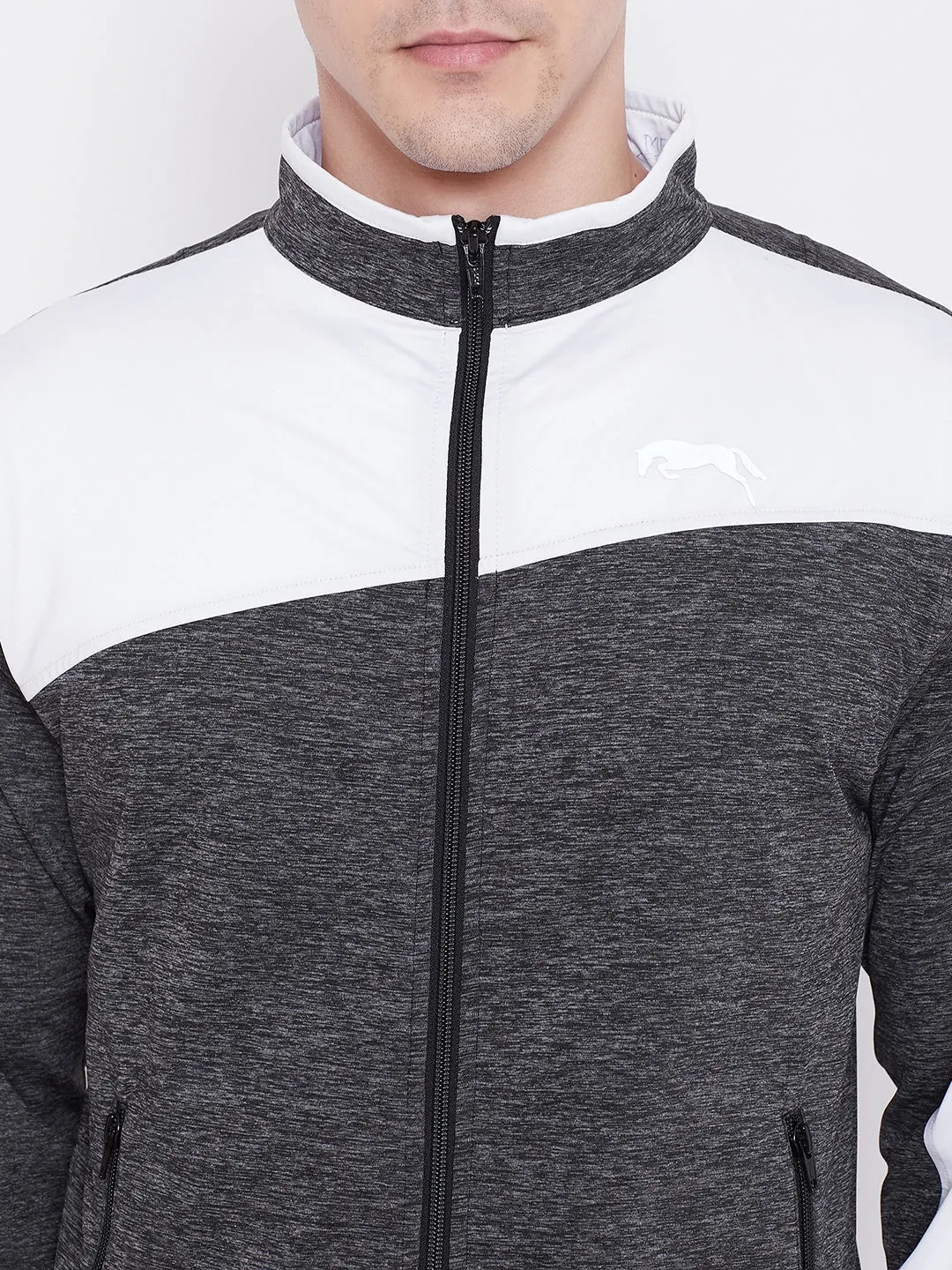 JUMP USA Men Grey & White Design Active Wear Sporty Jacket