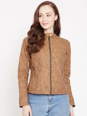 JUMP USA Woman Brown Leather Biker jacket