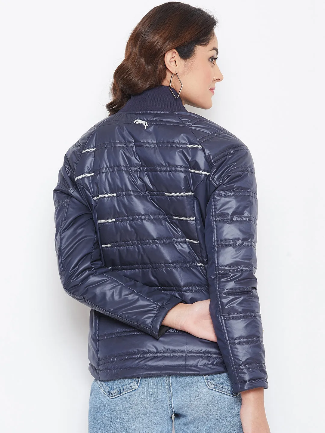 JUMP USA Women Blue Solid Padded Jacket