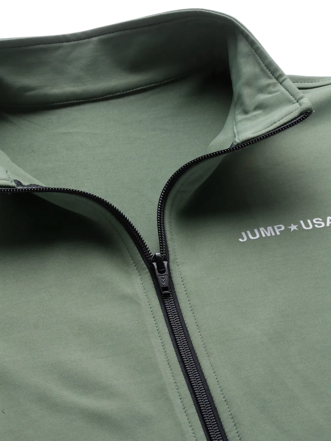 JUMP USA Women Duck Green & White Solid Polyester Hiking Jacket