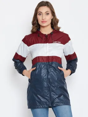 JUMP USA Women Navy Blue Colourblocked Windcheater Jacket