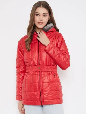 JUMP USA Women Red Solid Padded Jacket