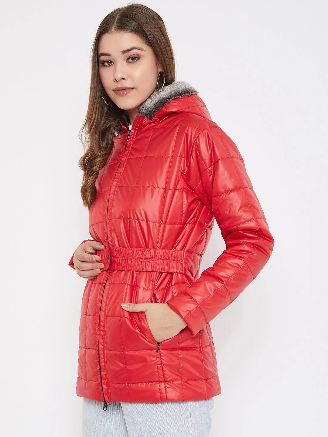 JUMP USA Women Red Solid Padded Jacket