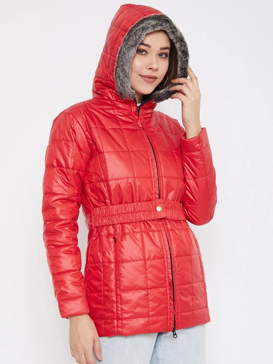 JUMP USA Women Red Solid Padded Jacket