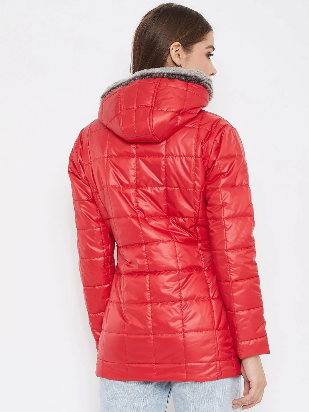 JUMP USA Women Red Solid Padded Jacket