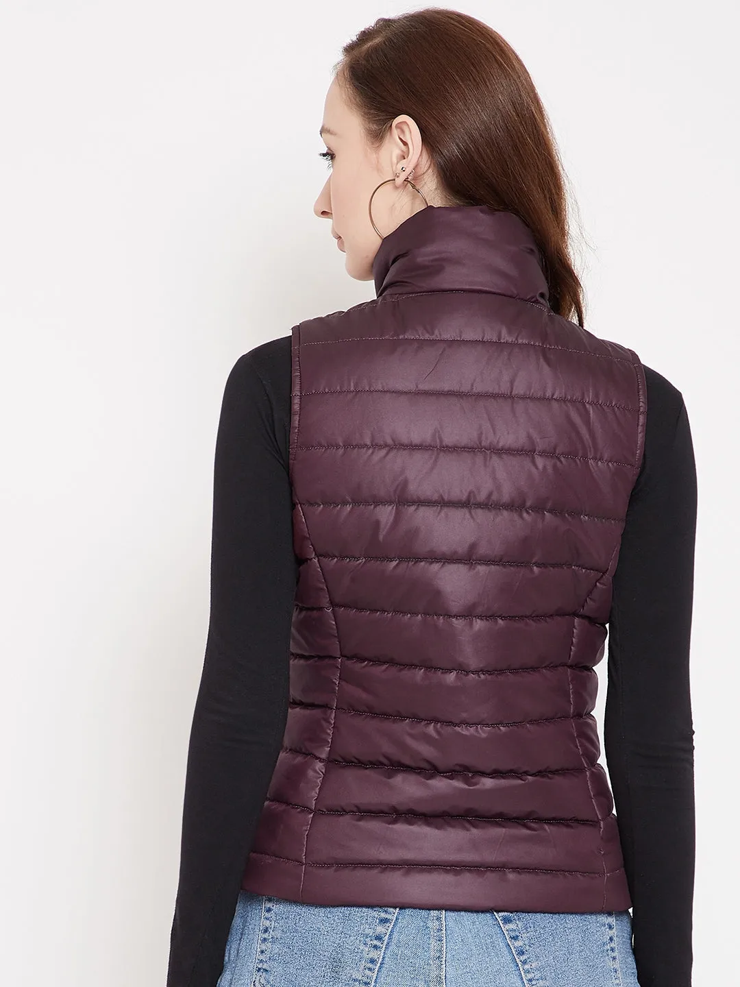 JUMP USA Womens Wine Quilted Vest Jacket