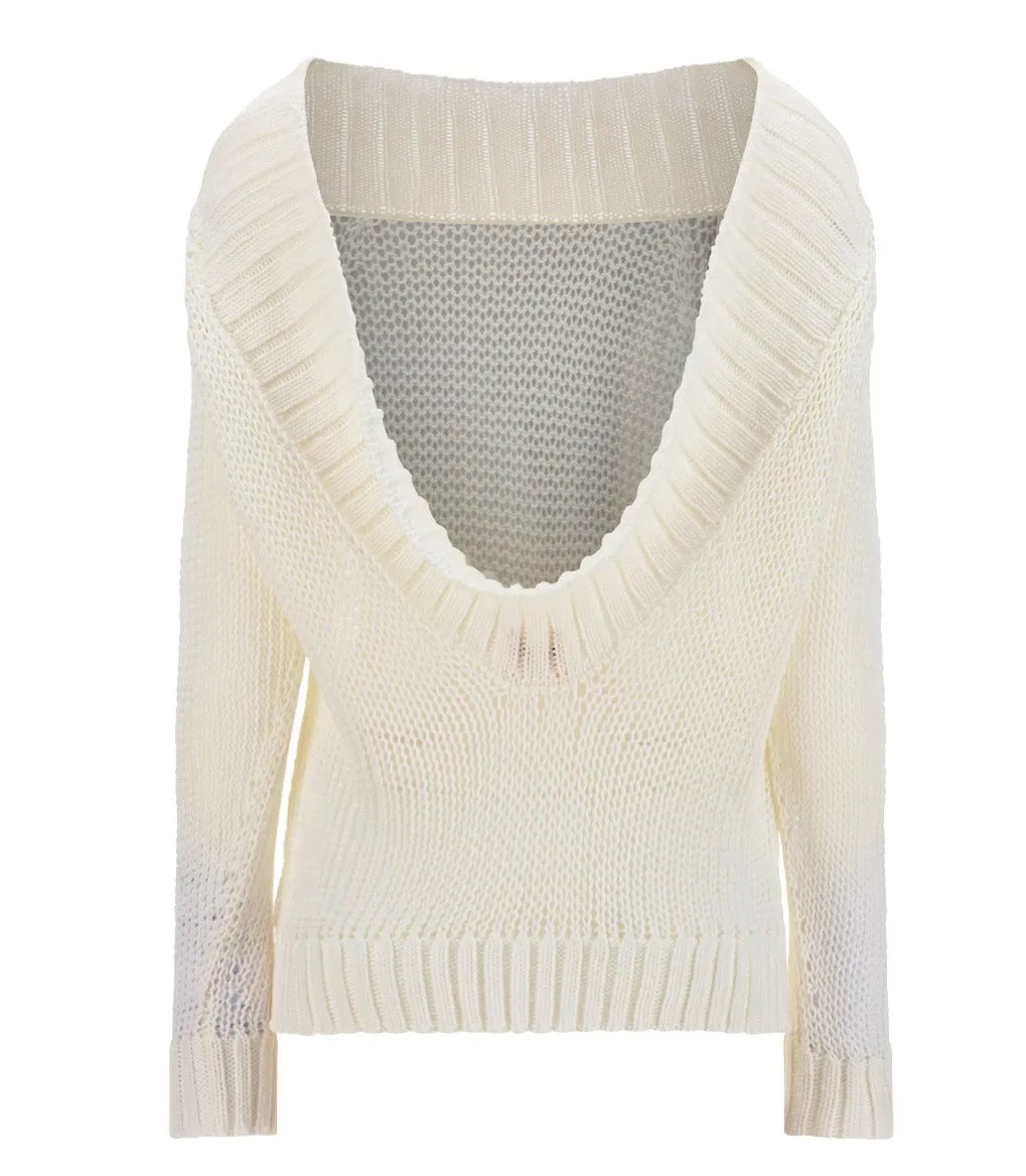 Khaite Deep Back Neck Knitted Sweater