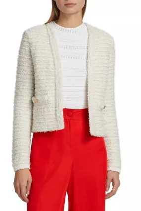 KNIT TEXTURED BOUCLE CARDIGAN JACKET