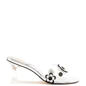 Larroudé x Gabriela Noelle: Garden Mule In Silver Specchio and Black and White Acrylic