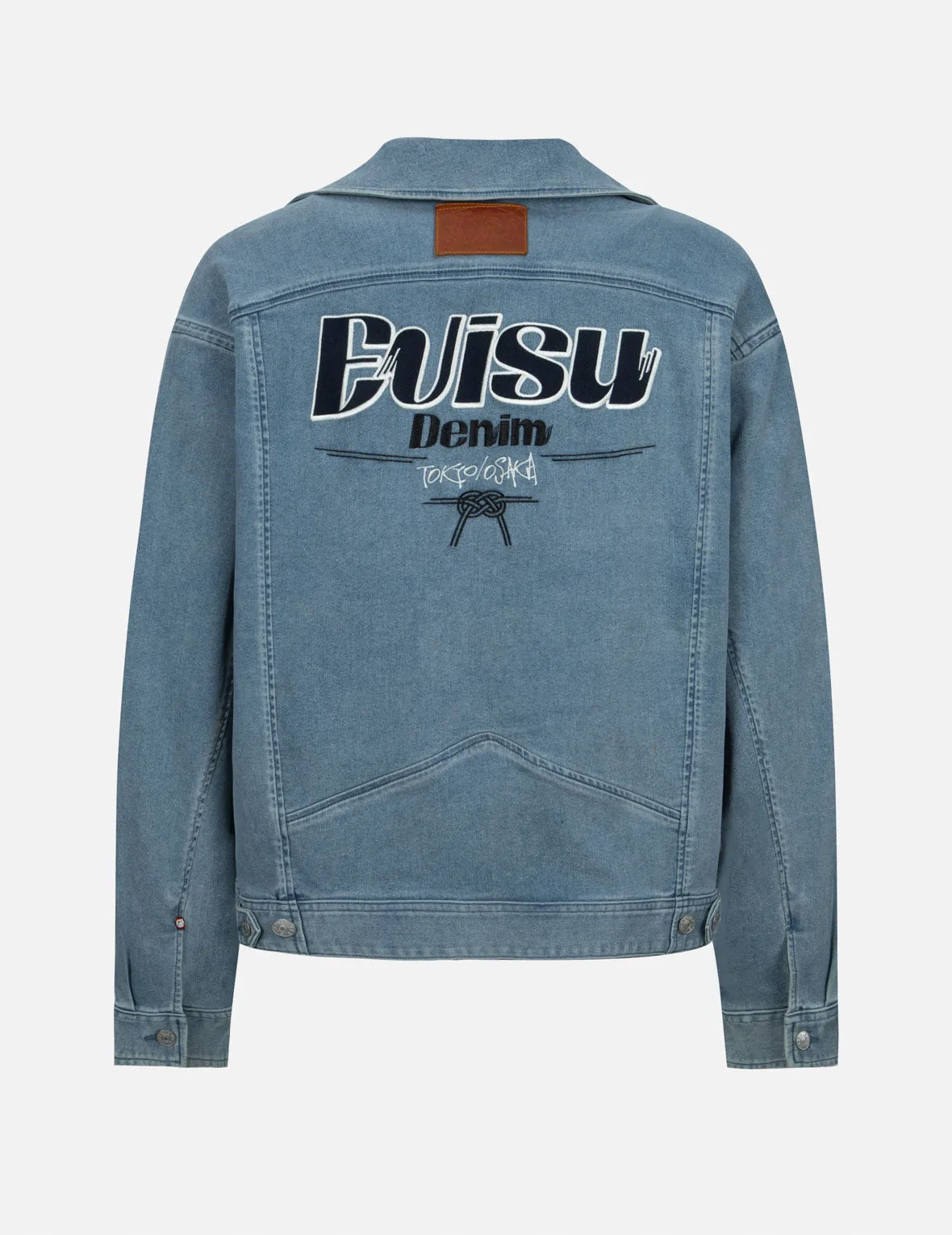 Logo Appliqué Fashion Fit Denim Biker Jacket