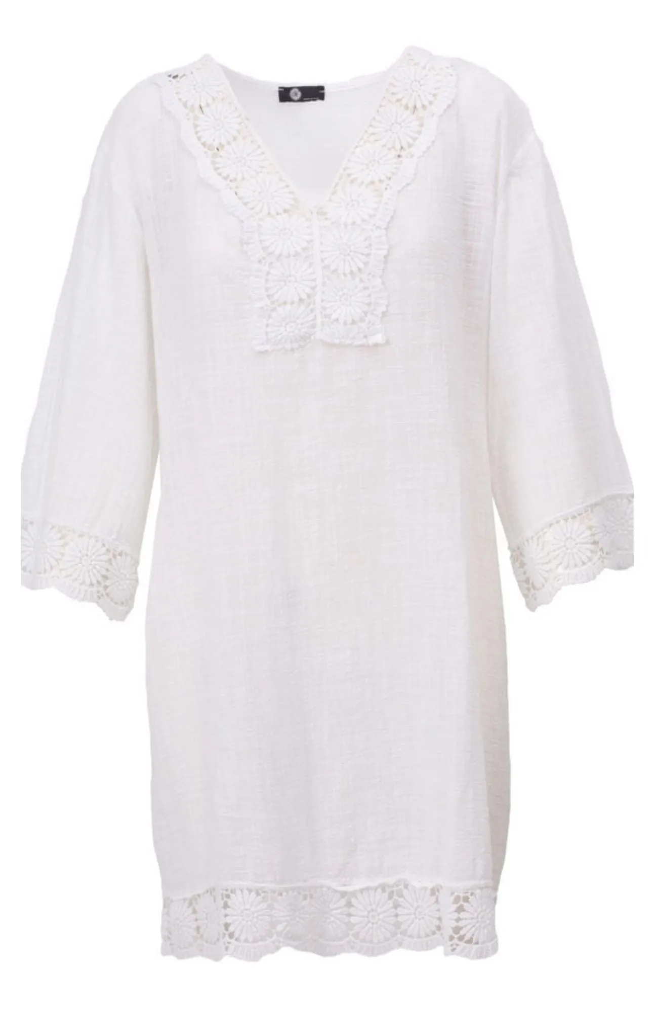 M Made in Italy - Crochet Lace Hem Shift Dress