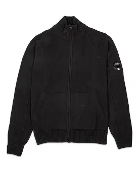 Maglione Full Zip CP Company Knitwear Lambswool Nero