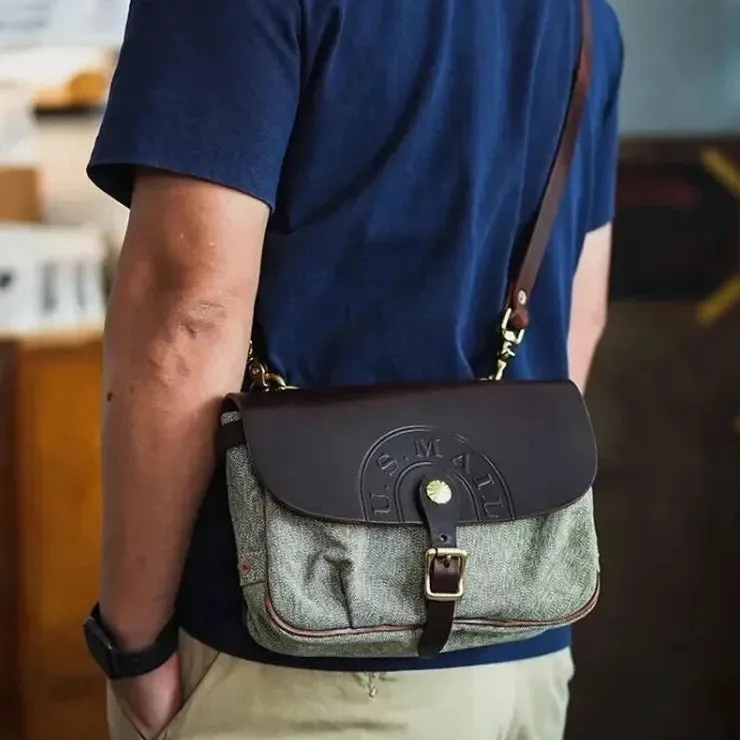 Men's Vintage Luxury Canvas Handmade Shoulder Messenger Bag