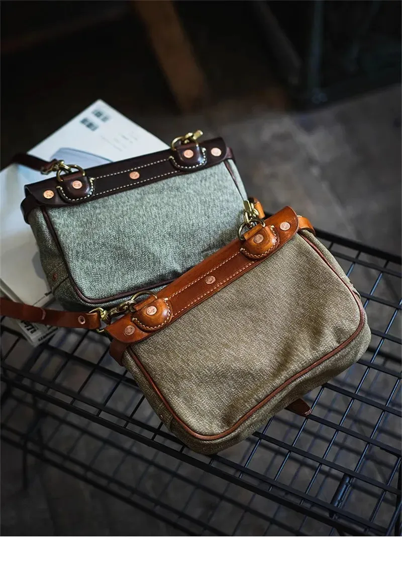 Men's Vintage Luxury Canvas Handmade Shoulder Messenger Bag