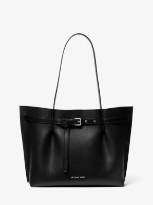 MK Emilia Large Pebbled Leather Tote Bag - Black - Michael Kors