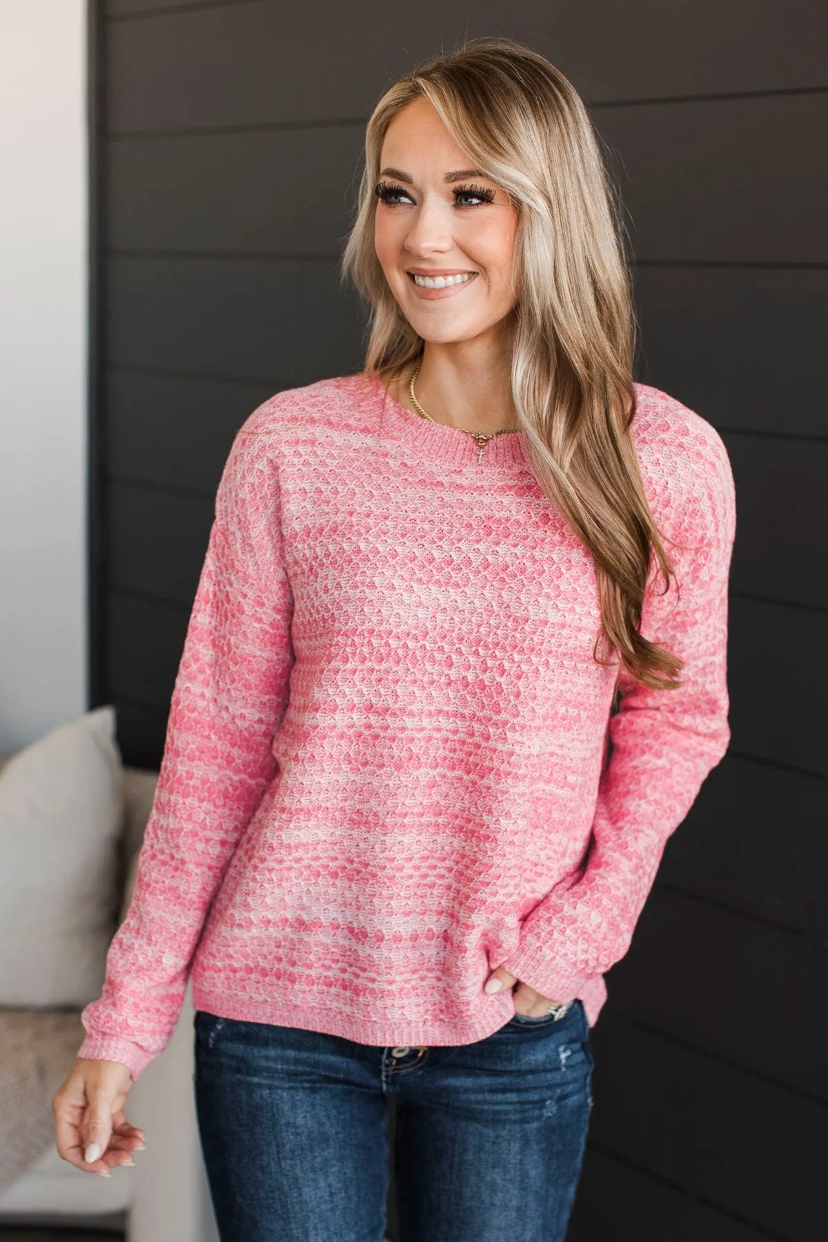 More About Me Knit Sweater- Pink