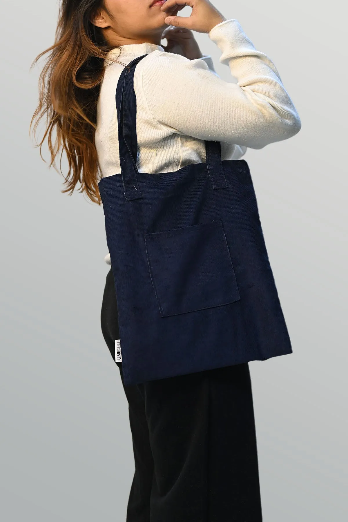 Navy Blue Corduroy Tote Bag+ Royal blue Corduroy Tote Bag + Orange Corduroy Tote Bag (Combo of 3)