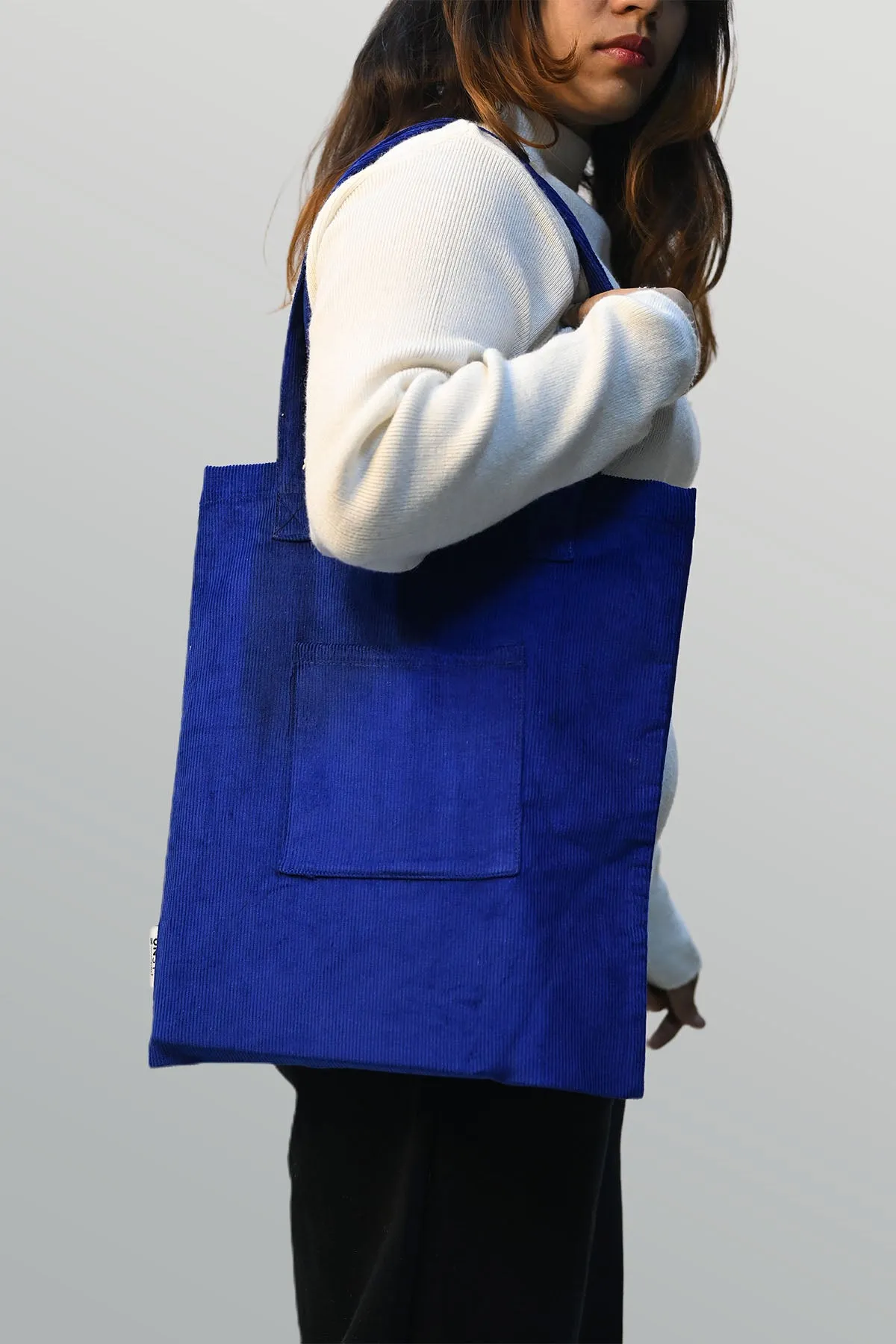 Navy Blue Corduroy Tote Bag+ Royal blue Corduroy Tote Bag + Orange Corduroy Tote Bag (Combo of 3)