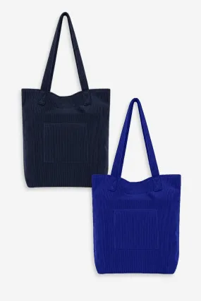 Navy Blue Corduroy Tote Bag+ Royal blue Corduroy Tote Bag (Combo of 2)