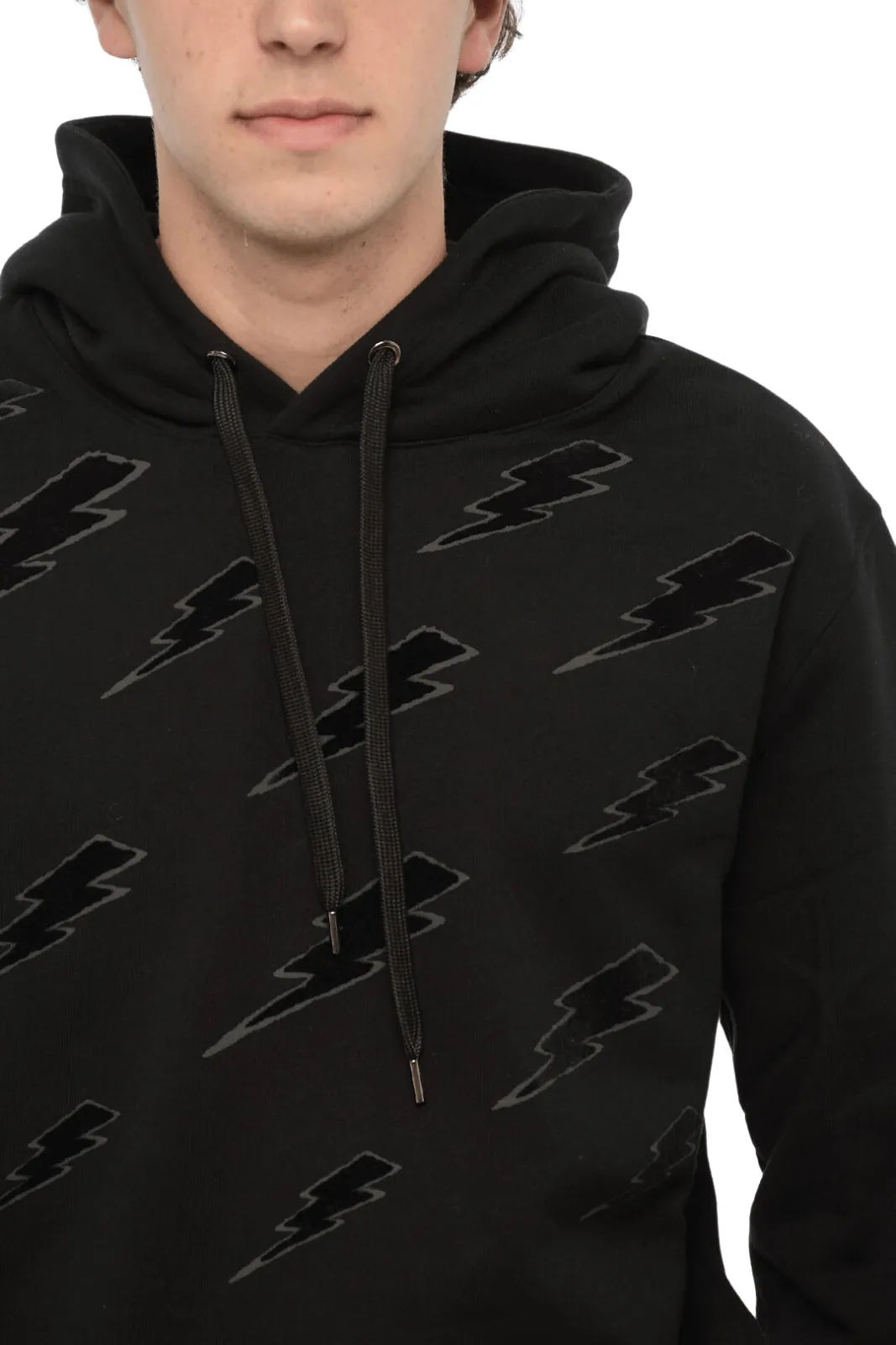 Neil Barrett Degrade Thunderbolt Black Hoodie