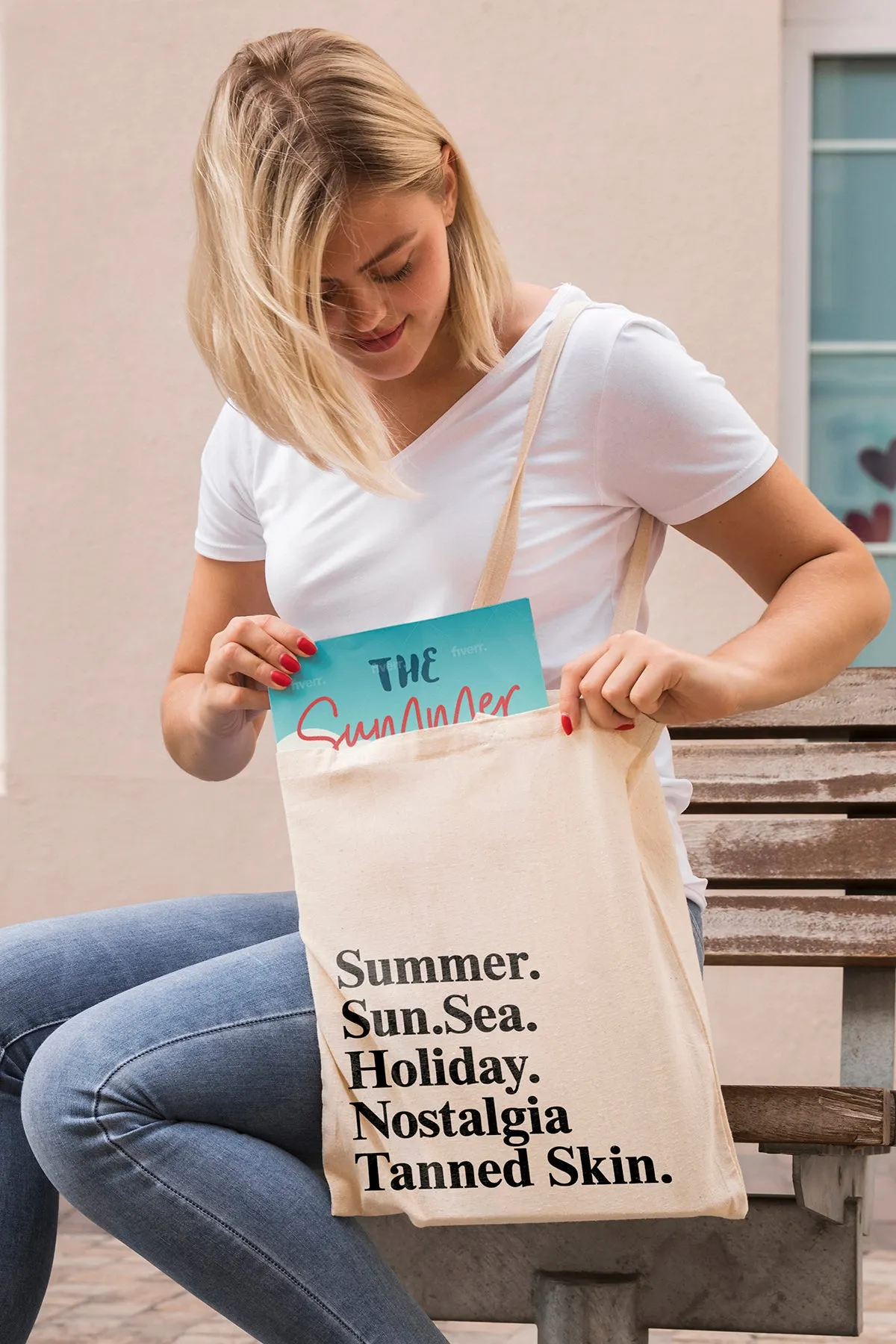 Never Stop Wandering Tote Bag + Summer Sun Sea Tote Bag + La Dolce Vita Tote Bag + Self Love Tote Bag (Combo of 4)