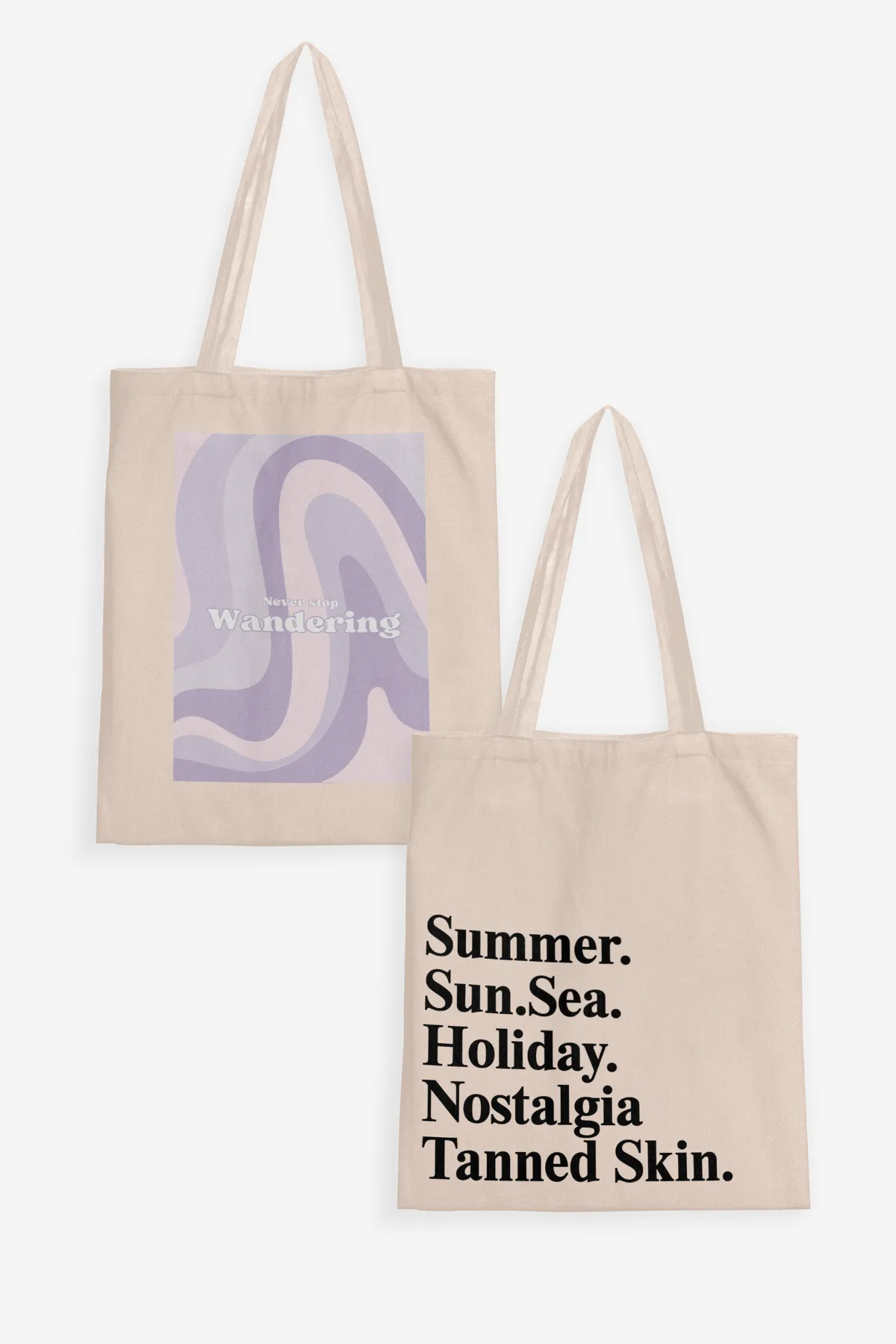 Never Stop Wandering Tote BAG + Summer Sun Sea Tote Bag (Combo of 2)