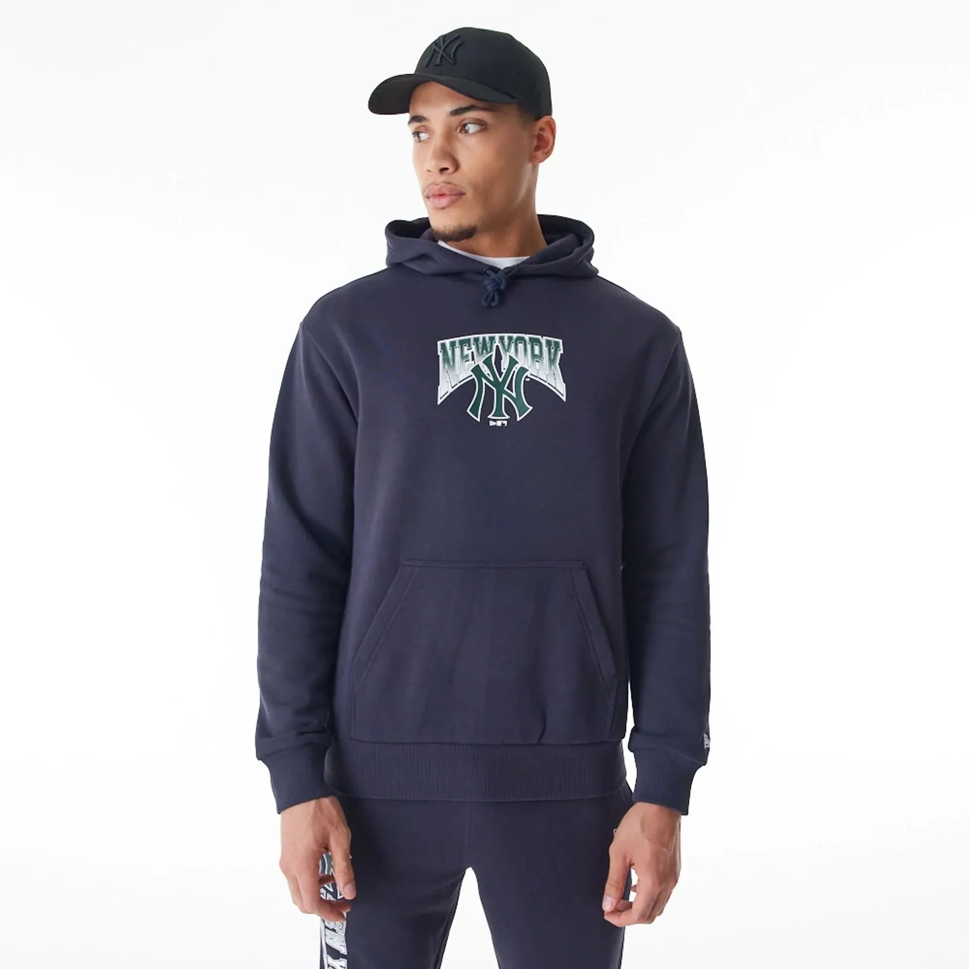 New York Yankees MLB Gradient Navy Oversized Pullover Hoodie