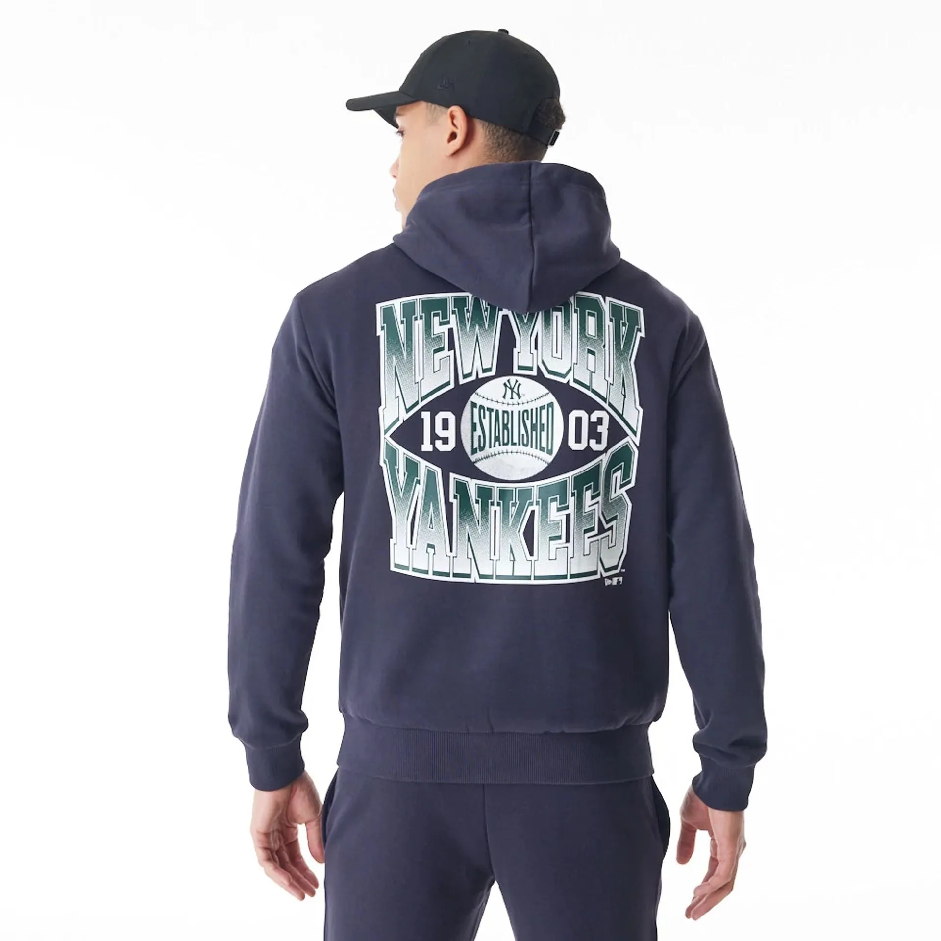 New York Yankees MLB Gradient Navy Oversized Pullover Hoodie