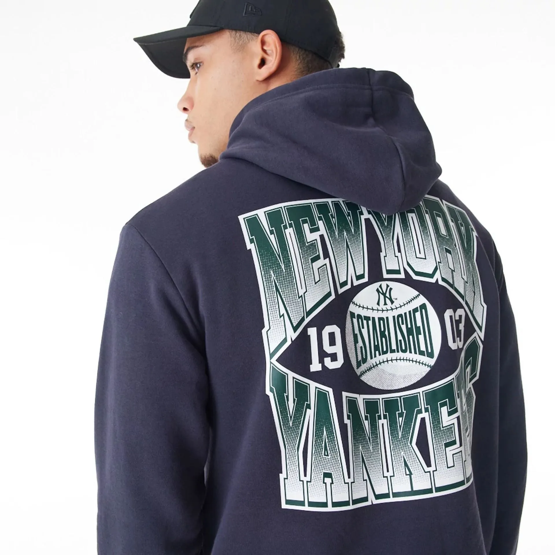 New York Yankees MLB Gradient Navy Oversized Pullover Hoodie