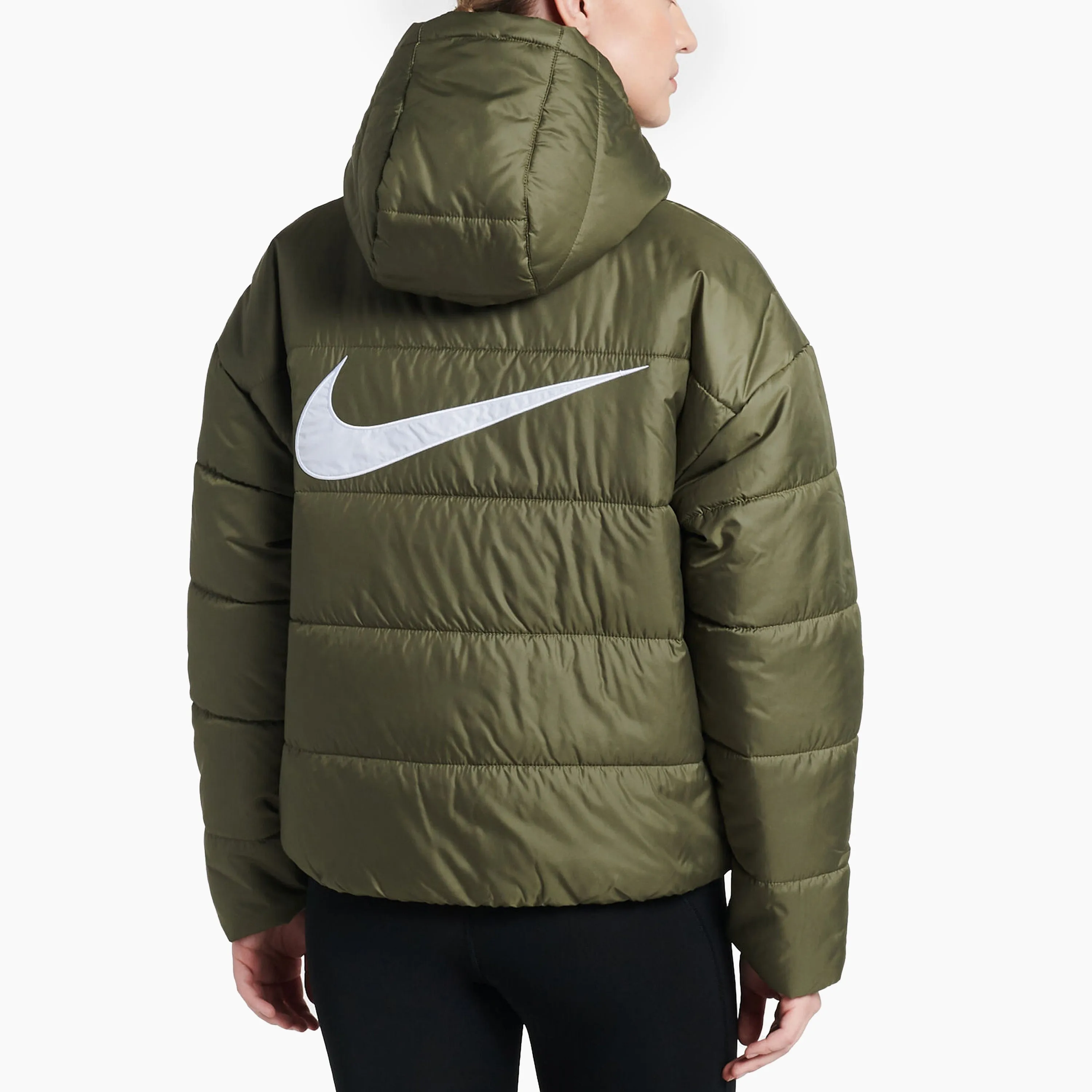 NIKE W' SPORTSWEAR THERMA FIT JACKET OLIVE & WHITE - DJ6995