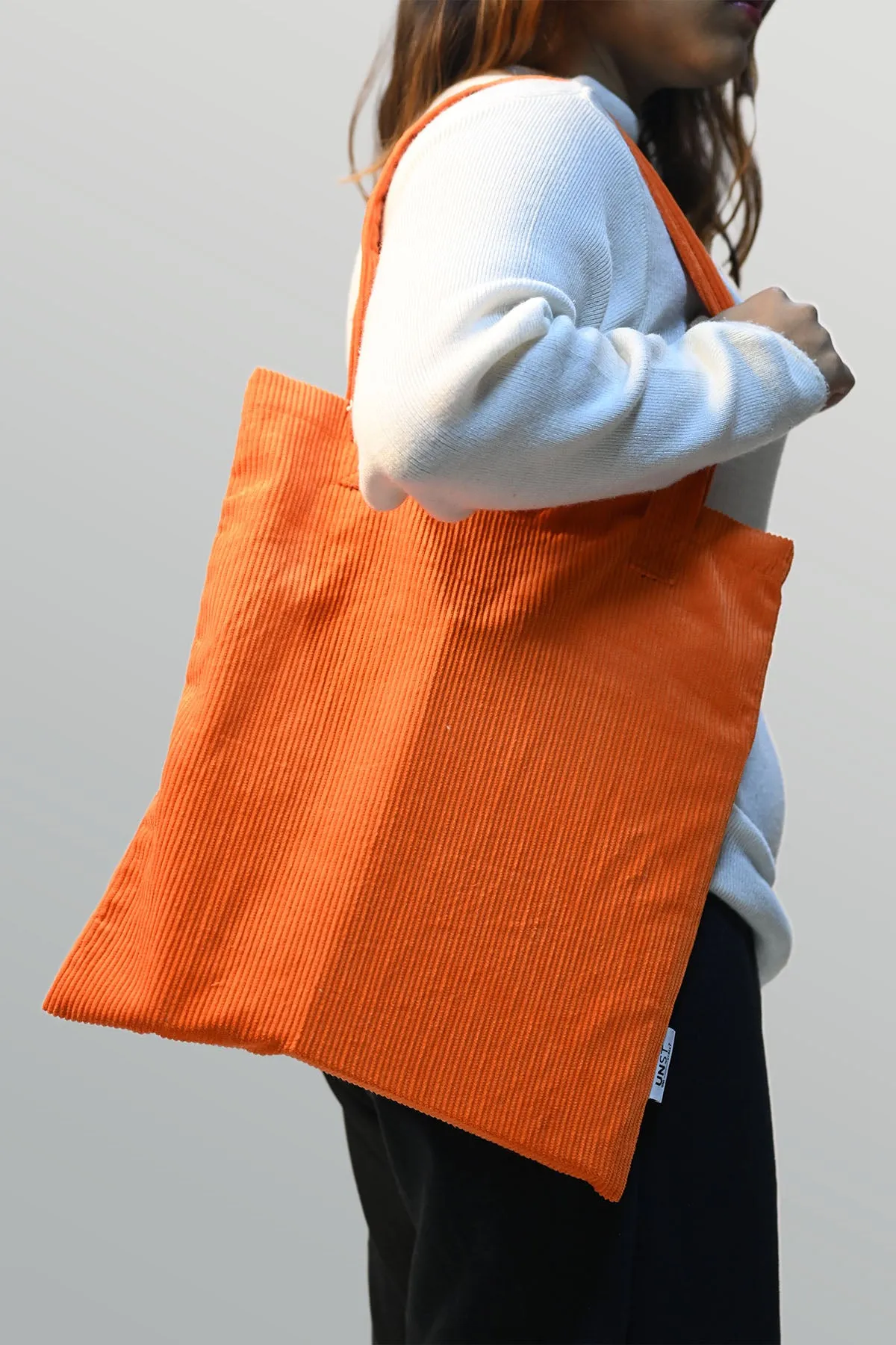 Orange Corduroy Tote Bag