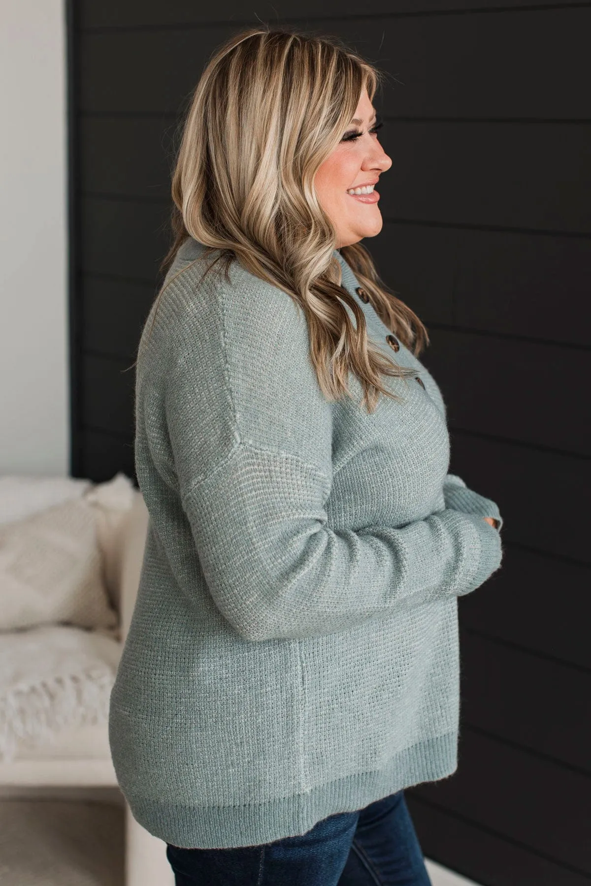 Perfectly Matched Knit Sweater- Dusty Mint