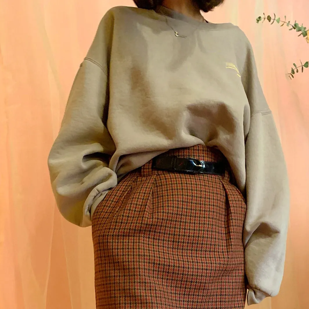 Plaid pleated + belted skirt