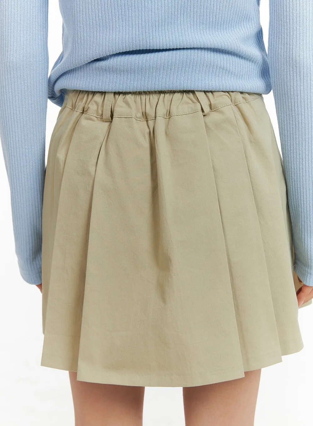 Pleated Cotton Mini Skirt CM427