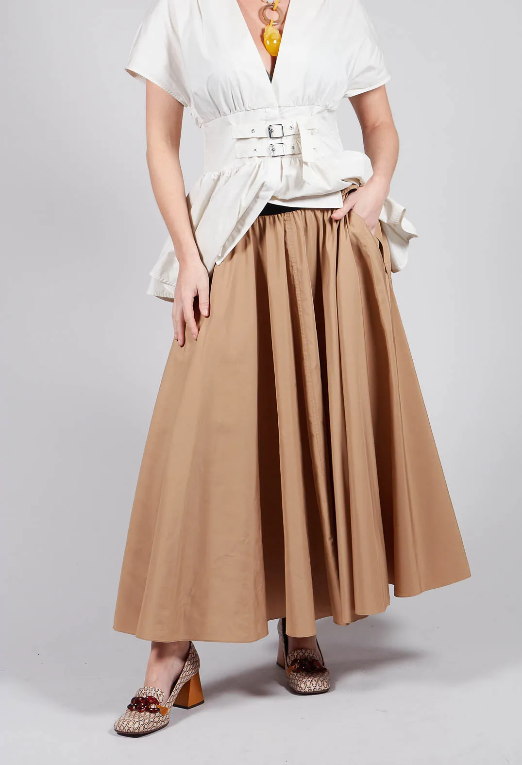 Pleated Skirt in Camel